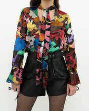 Load image into Gallery viewer, ALICE + OLIVIA Black &amp; Colourful Floral Blouse (XS, S)