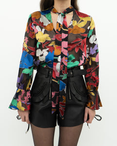 ALICE + OLIVIA Black & Colourful Floral Blouse (XS, S)