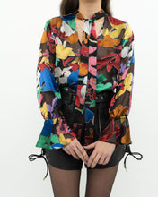 Load image into Gallery viewer, ALICE + OLIVIA Black &amp; Colourful Floral Blouse (XS, S)