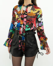 Load image into Gallery viewer, ALICE + OLIVIA Black &amp; Colourful Floral Blouse (XS, S)