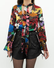 Load image into Gallery viewer, ALICE + OLIVIA Black &amp; Colourful Floral Blouse (XS, S)