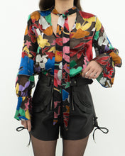 Load image into Gallery viewer, ALICE + OLIVIA Black &amp; Colourful Floral Blouse (XS, S)