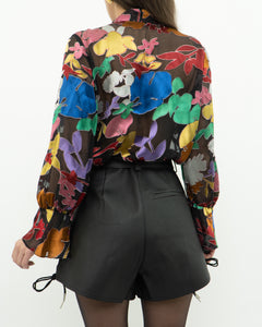 ALICE + OLIVIA Black & Colourful Floral Blouse (XS, S)