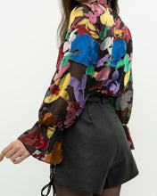 Load image into Gallery viewer, ALICE + OLIVIA Black &amp; Colourful Floral Blouse (XS, S)