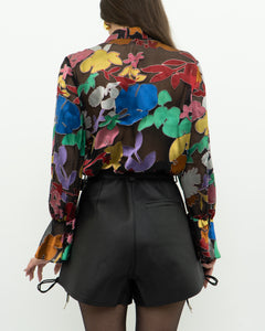 ALICE + OLIVIA Black & Colourful Floral Blouse (XS, S)