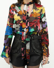 Load image into Gallery viewer, ALICE + OLIVIA Black &amp; Colourful Floral Blouse (XS, S)