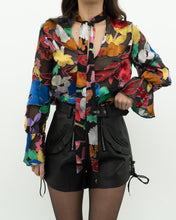 Load image into Gallery viewer, ALICE + OLIVIA Black &amp; Colourful Floral Blouse (XS, S)