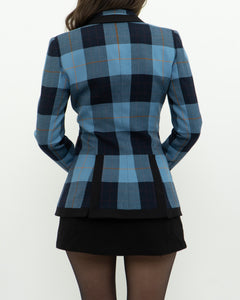 SMYTHE x Blue Plaid Wool Blazer (XS, S)