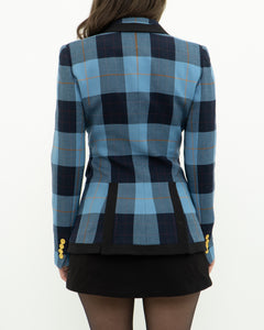 SMYTHE x Blue Plaid Wool Blazer (XS, S)