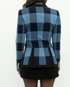 SMYTHE x Blue Plaid Wool Blazer (XS, S)