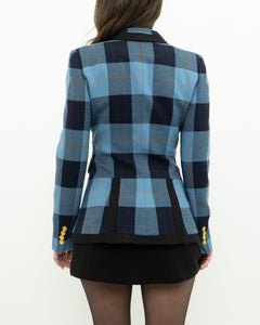 SMYTHE x Blue Plaid Wool Blazer (XS, S)