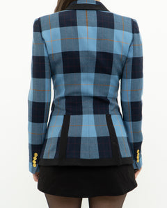 SMYTHE x Blue Plaid Wool Blazer (XS, S)