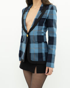 SMYTHE x Blue Plaid Wool Blazer (XS, S)