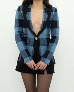 SMYTHE x Blue Plaid Wool Blazer (XS, S)