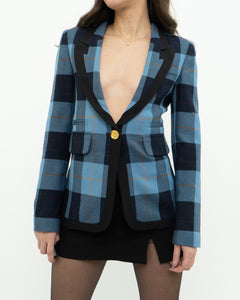 SMYTHE x Blue Plaid Wool Blazer (XS, S)