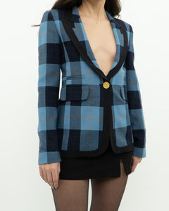 SMYTHE x Blue Plaid Wool Blazer (XS, S)