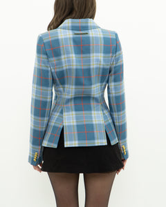 SMYTHE x Baby Blue Plaid Blazer (XS, S)