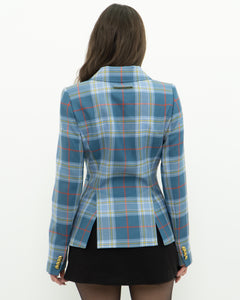 SMYTHE x Baby Blue Plaid Blazer (XS, S)