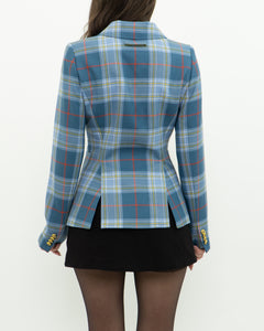 SMYTHE x Baby Blue Plaid Blazer (XS, S)