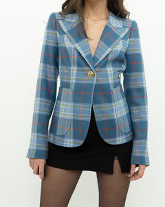 SMYTHE x Baby Blue Plaid Blazer (XS, S)