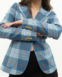 SMYTHE x Baby Blue Plaid Blazer (XS, S)