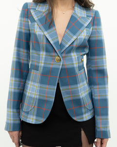 SMYTHE x Baby Blue Plaid Blazer (XS, S)