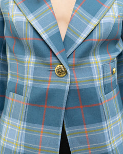 SMYTHE x Baby Blue Plaid Blazer (XS, S)