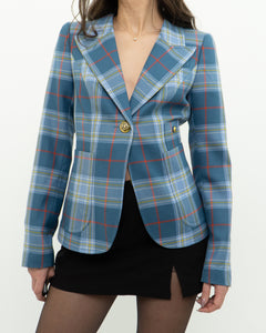 SMYTHE x Baby Blue Plaid Blazer (XS, S)