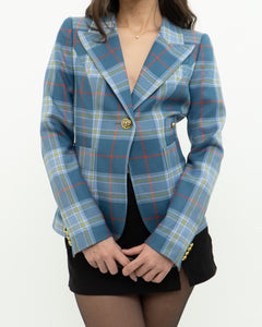 SMYTHE x Baby Blue Plaid Blazer (XS, S)