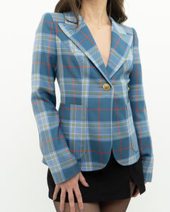 SMYTHE x Baby Blue Plaid Blazer (XS, S)