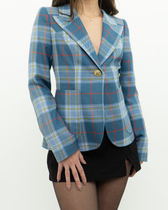 SMYTHE x Baby Blue Plaid Blazer (XS, S)