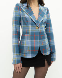 SMYTHE x Baby Blue Plaid Blazer (XS, S)