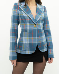 SMYTHE x Baby Blue Plaid Blazer (XS, S)