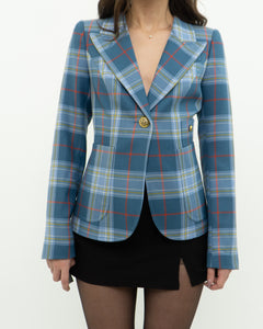 SMYTHE x Baby Blue Plaid Blazer (XS, S)