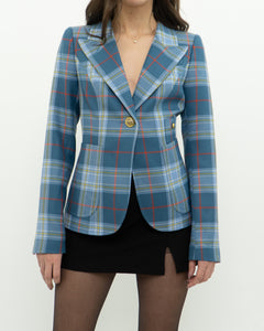 SMYTHE x Baby Blue Plaid Blazer (XS, S)