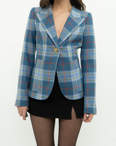 SMYTHE x Baby Blue Plaid Blazer (XS, S)