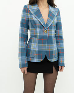 SMYTHE x Baby Blue Plaid Blazer (XS, S)