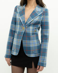 SMYTHE x Baby Blue Plaid Blazer (XS, S)