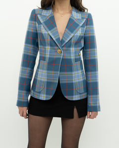 SMYTHE x Baby Blue Plaid Blazer (XS, S)