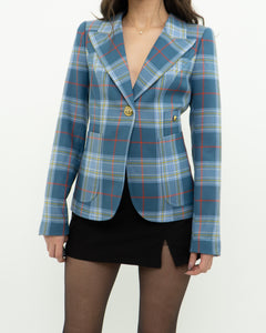 SMYTHE x Baby Blue Plaid Blazer (XS, S)