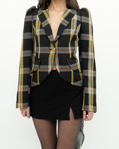 SMYTHE x Black Plaid Blazer (XS, S)