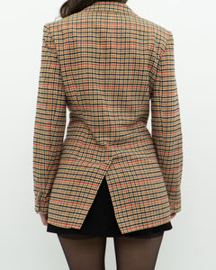 CURRENT ELLIOTT x Orange Plaid Blazer (XS, S)