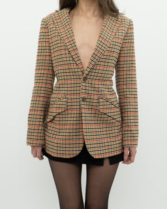 CURRENT ELLIOTT x Orange Plaid Blazer (XS, S)