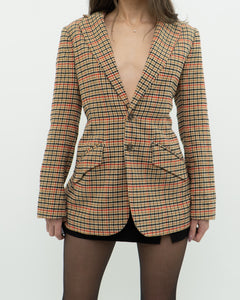 CURRENT ELLIOTT x Orange Plaid Blazer (XS, S)