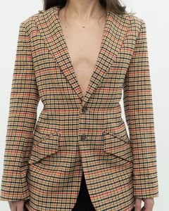 CURRENT ELLIOTT x Orange Plaid Blazer (XS, S)