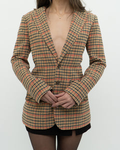 CURRENT ELLIOTT x Orange Plaid Blazer (XS, S)