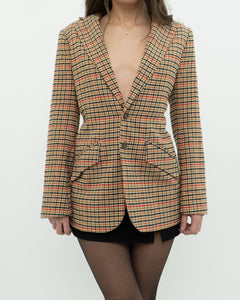 CURRENT ELLIOTT x Orange Plaid Blazer (XS, S)