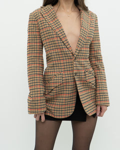 CURRENT ELLIOTT x Orange Plaid Blazer (XS, S)