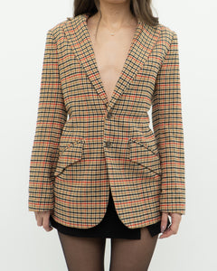 CURRENT ELLIOTT x Orange Plaid Blazer (XS, S)