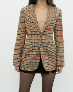 CURRENT ELLIOTT x Orange Plaid Blazer (XS, S)